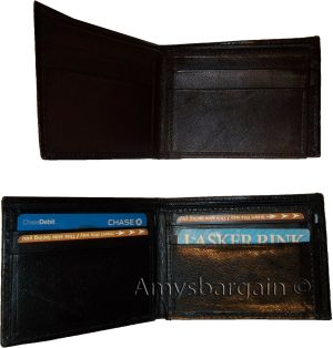 3 new man's bi-fold leather wallet credit card id change purse 2 bill slot - Image 8
