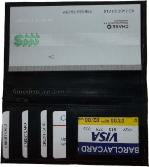 4 New Women/Man's Leather Checkbook Wallet 4 bill pockets 1 zip pocket 7 card ID - Image 4