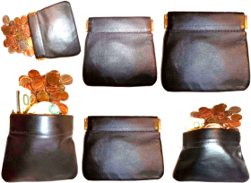 6 new leather squeeze change purse metal framed squeeze coin change case