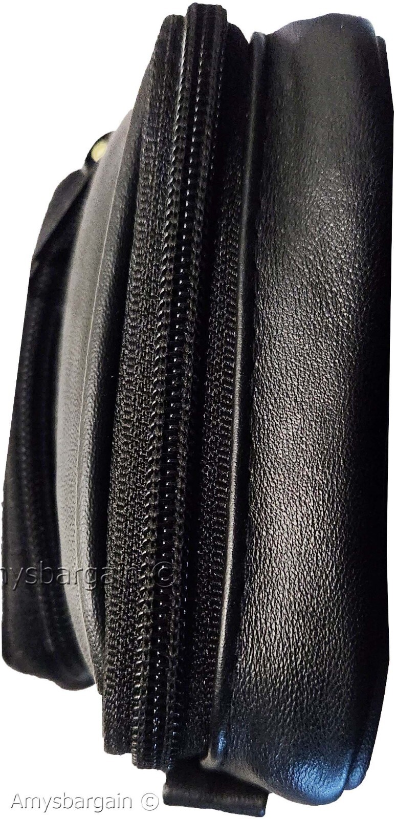 Belt bag small leather men's mini belt bag Black bag w/ loop mini zip belt bag - Image 12