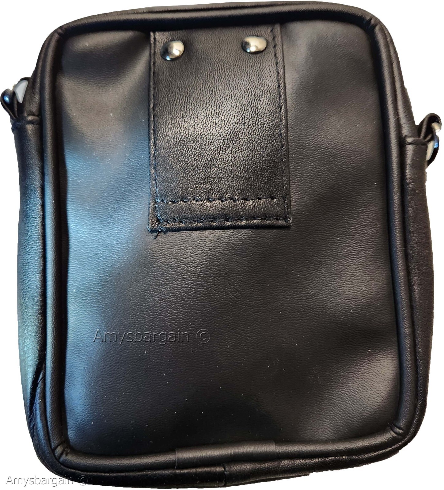 Belt bag small leather men's mini belt bag Black bag w/ loop mini zip belt bag - Image 4