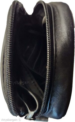 Belt bag small leather men's mini belt bag Black bag w/ loop mini zip belt bag - Image 6
