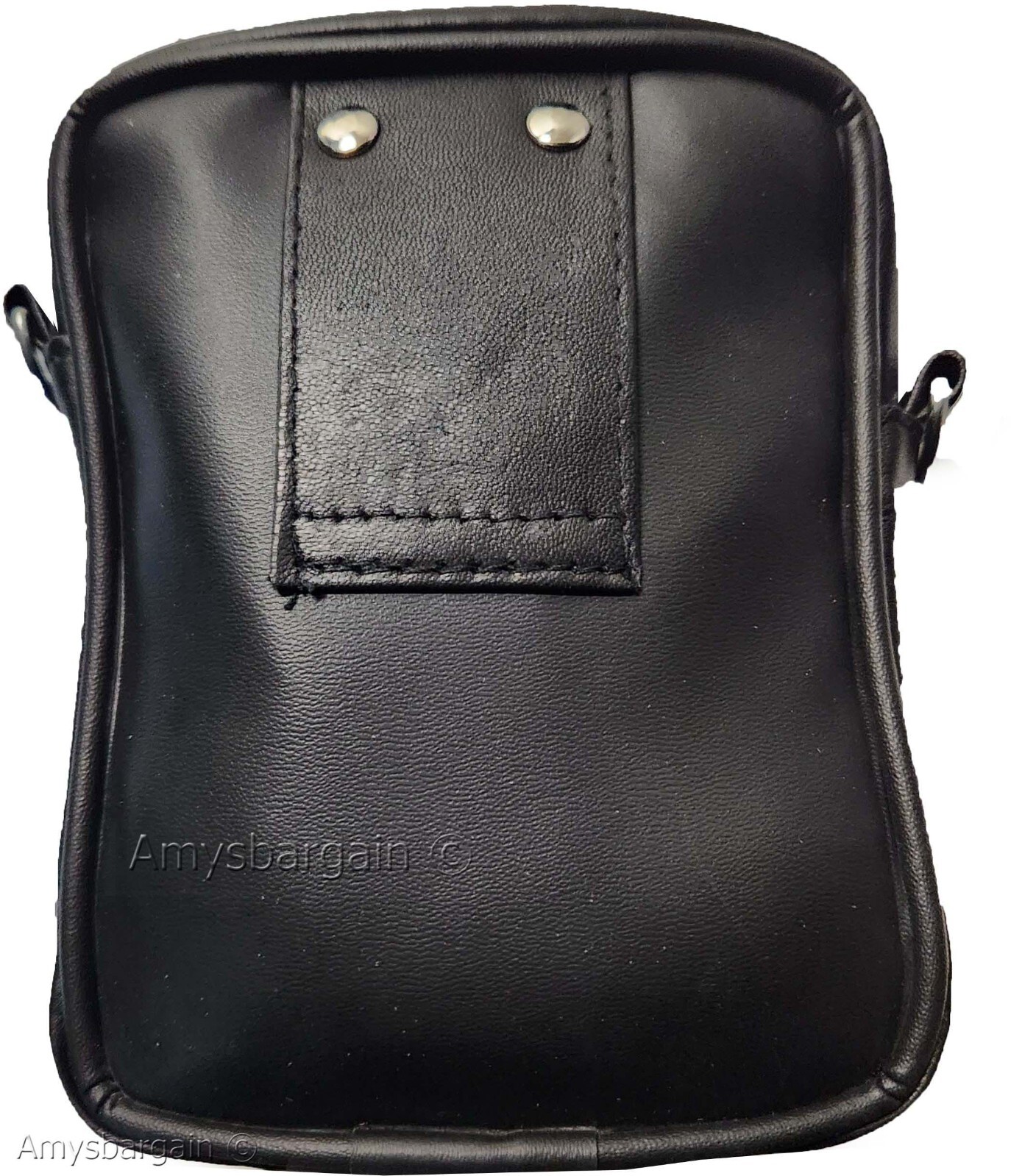 Belt bag small leather men's mini belt bag Black bag w/ loop mini zip belt bag - Image 9