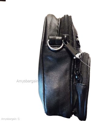Belt bag small leather men's mini belt bag Black bag w/ loop mini zip belt bag - Image 10