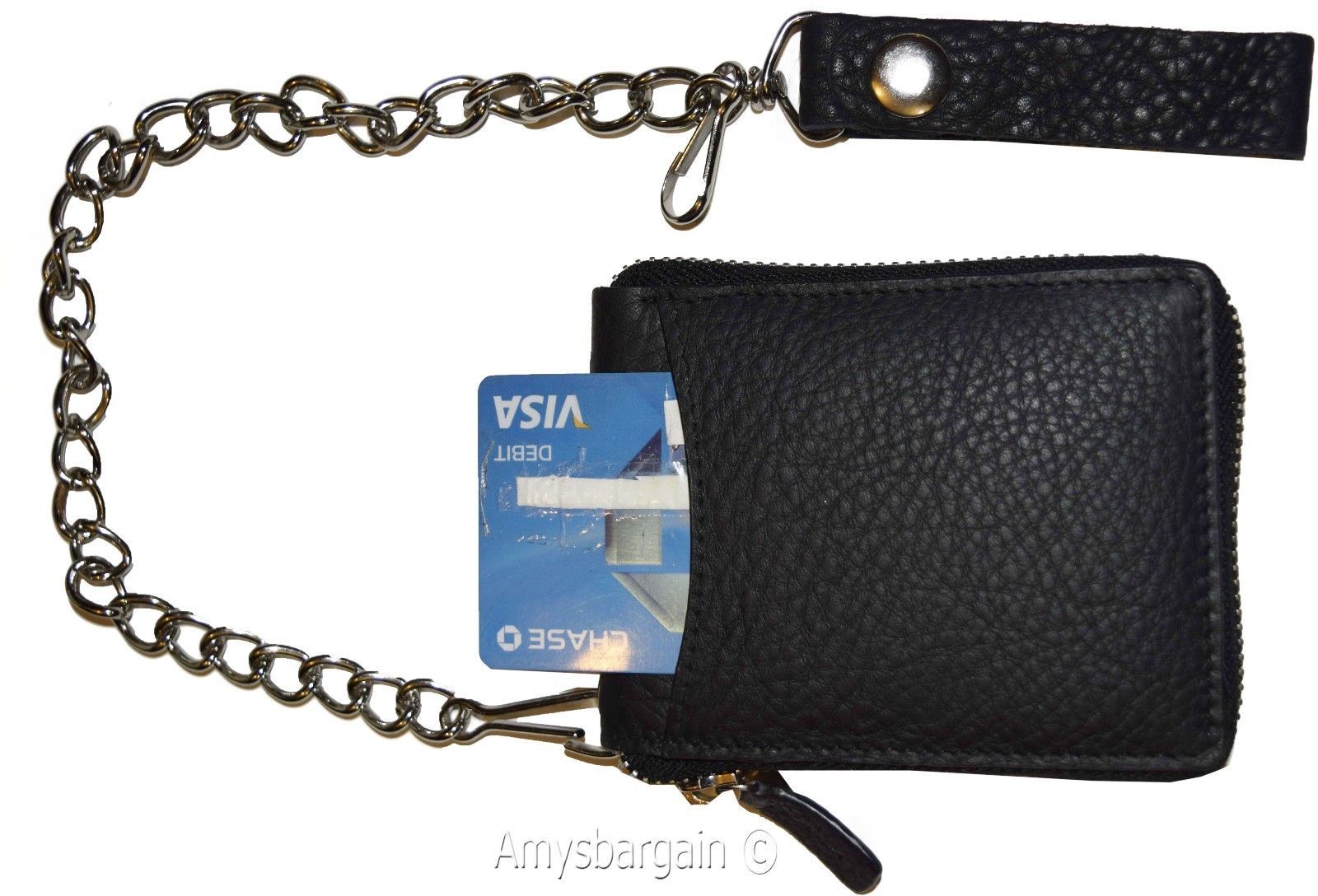 Biker's Chain wallet. Leather Zip around wallet, Motorcycle Trucker Biker wallet - Image 3