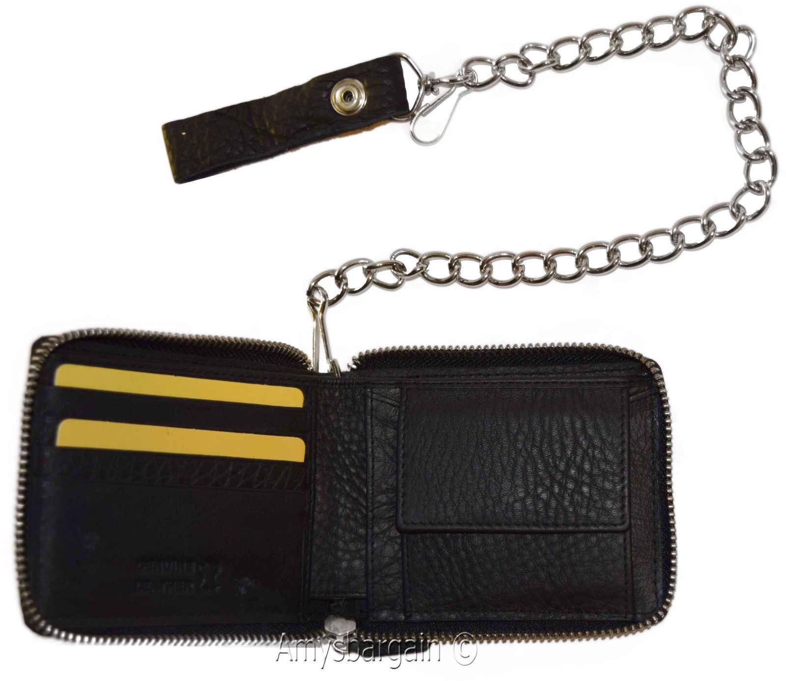 Biker's Chain wallet. Leather Zip around wallet, Motorcycle Trucker Biker wallet - Image 4