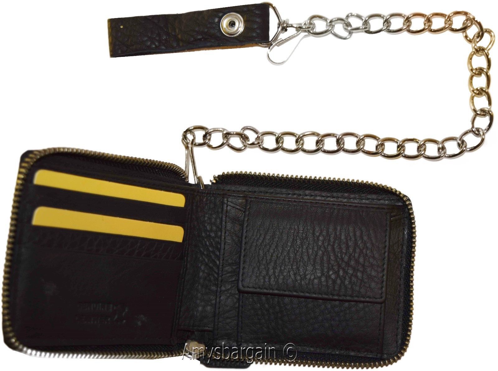 Biker's Chain wallet. Leather Zip around wallet, Motorcycle Trucker Biker wallet - Image 7