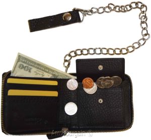 Biker's Chain wallet. Leather Zip around wallet, Motorcycle Trucker Biker wallet - Image 9