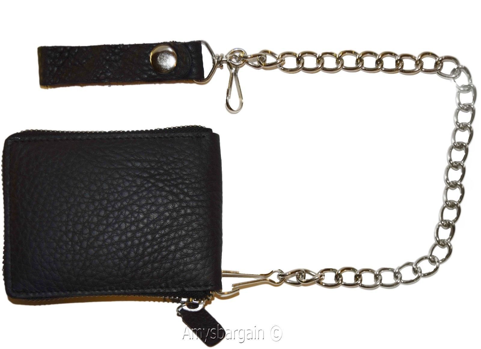 Biker's Chain wallet. Leather Zip around wallet, Motorcycle Trucker Biker wallet - Image 10