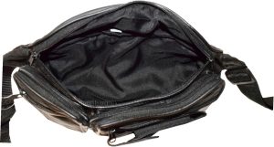Black Leather waist pouch large waist bag leather bag sports bag 7 zip pockets - Image 9