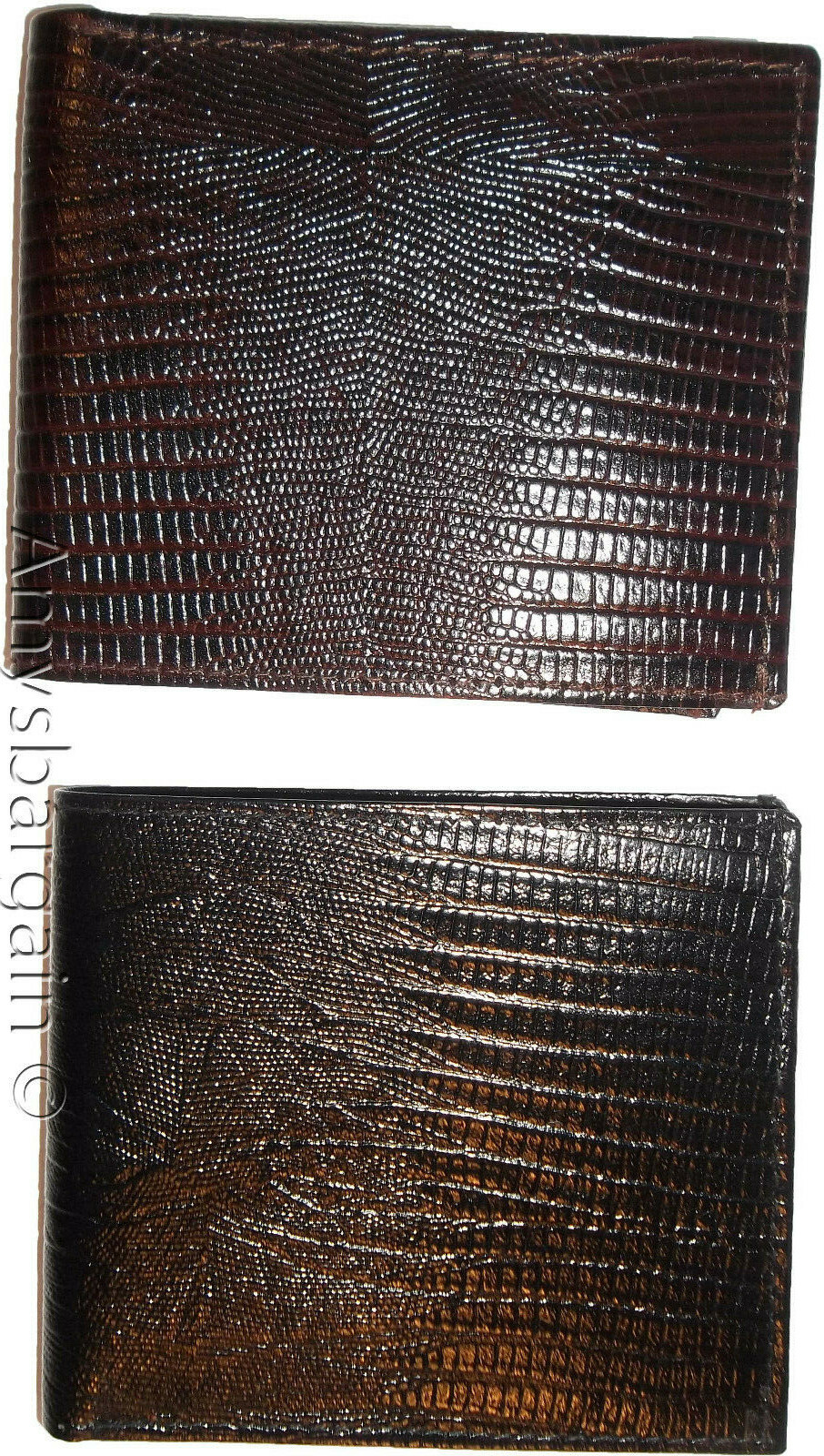 Italian Styled Lizard Printed Leather man's bifold wallet 2 bill slots 8 card ID - Image 10