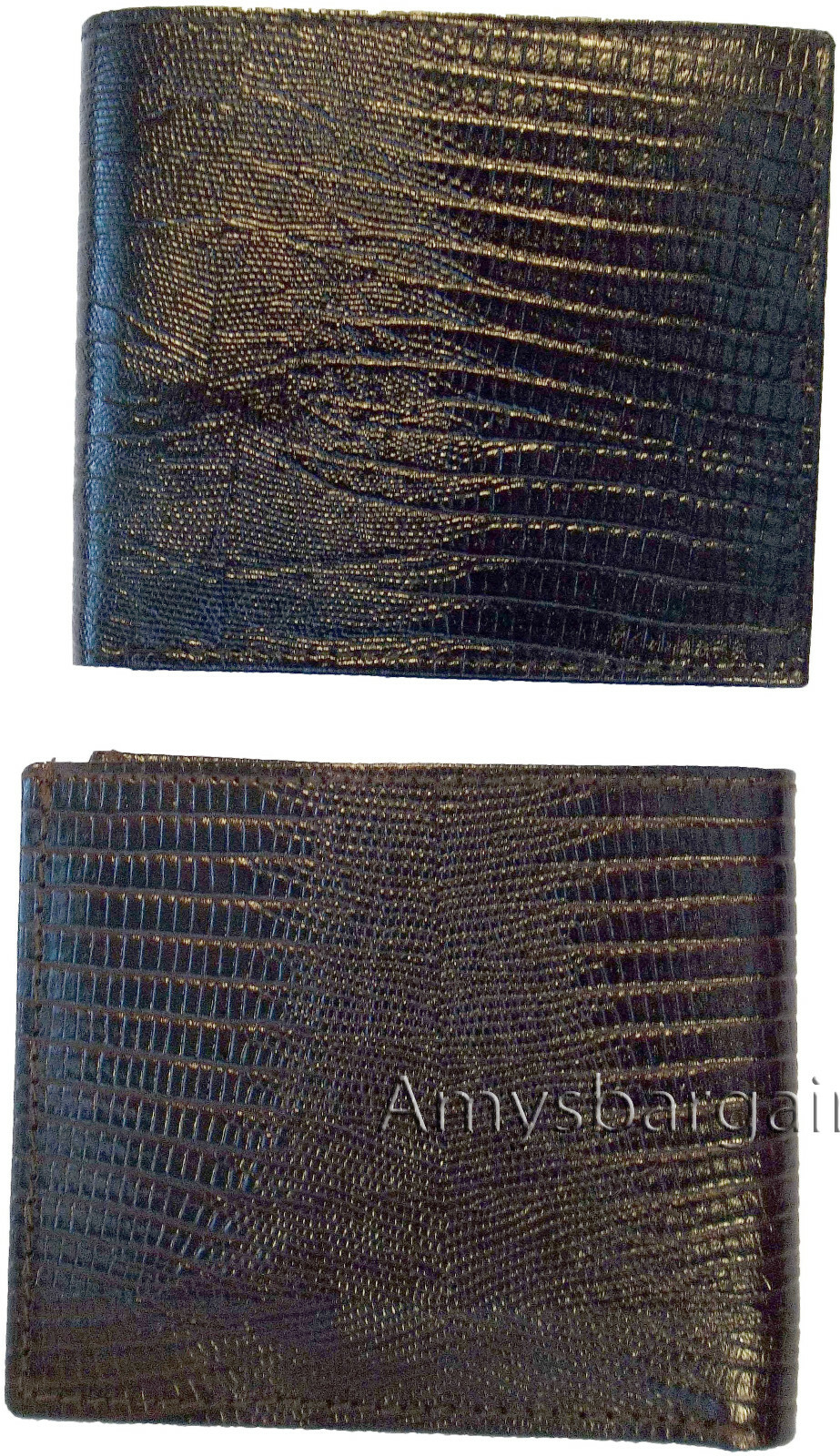 Italian Styled Lizard Printed Leather man's bifold wallet 2 bill slots 8 card ID - Image 11