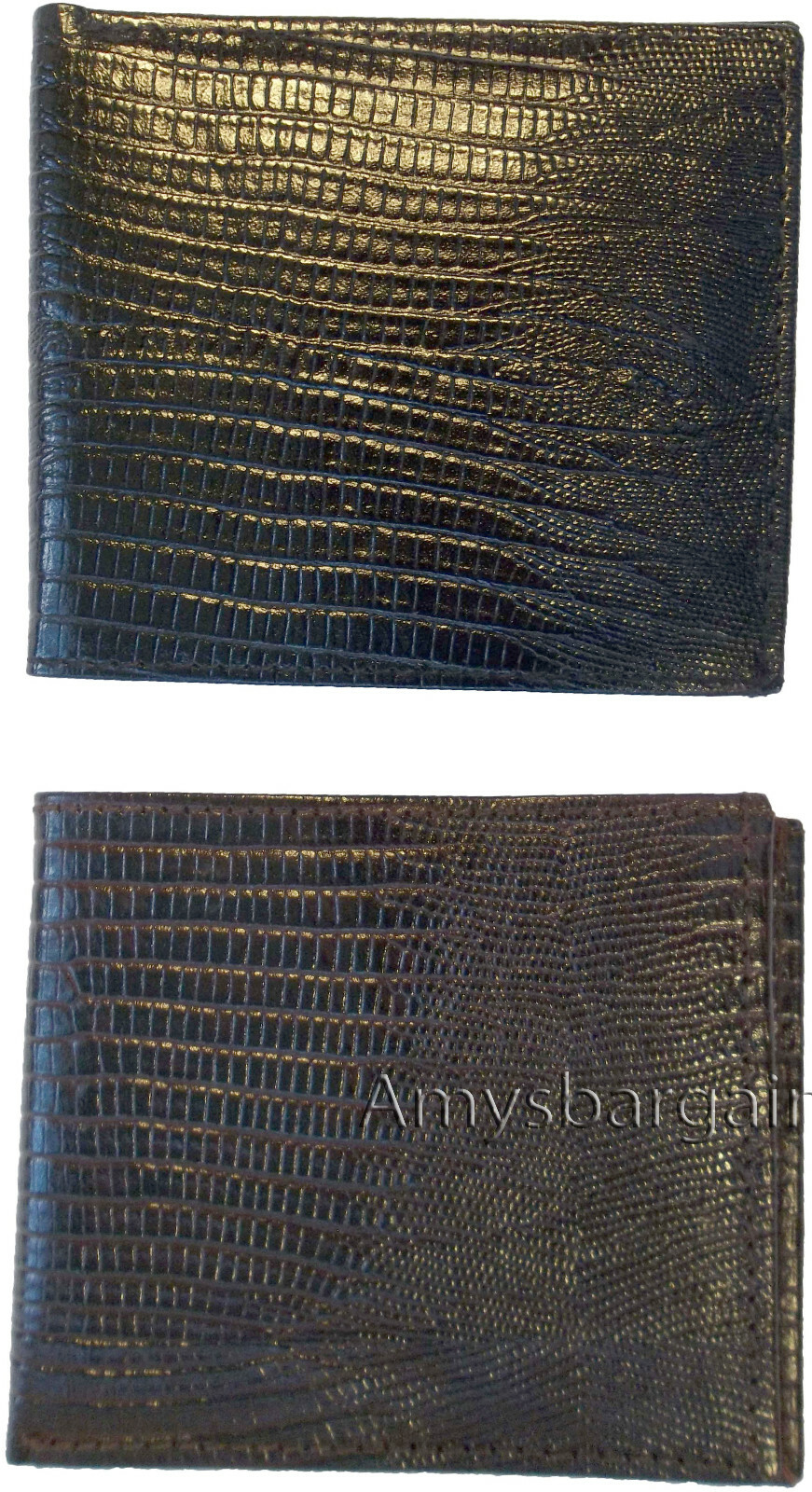 Italian Styled Lizard Printed Leather man's bifold wallet 2 bill slots 8 card ID - Image 3