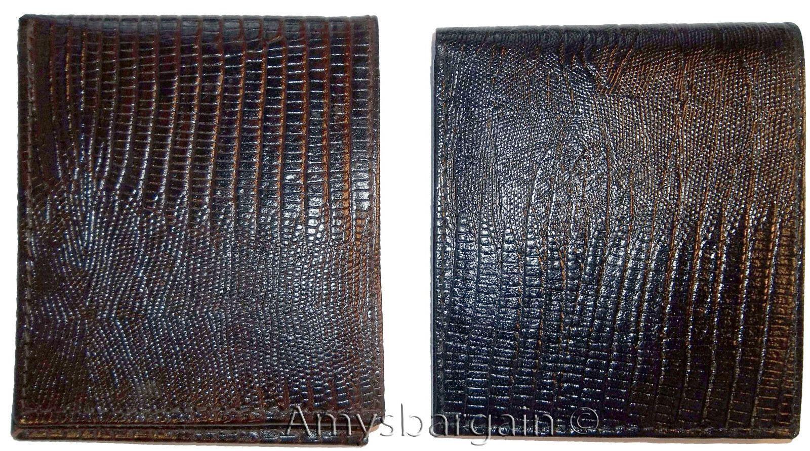 Italian Styled Lizard Printed Leather man's bifold wallet 2 bill slots 8 card ID - Image 5