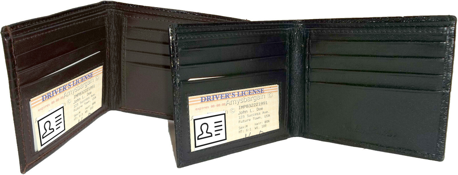 Italian Styled Lizard Printed Leather man's bifold wallet 2 bill slots 8 card ID - Image 7