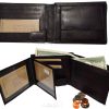 Large Men's Leather Wallet Billfold Wallet 2 Bill slots 2 Flip side ID Coin case