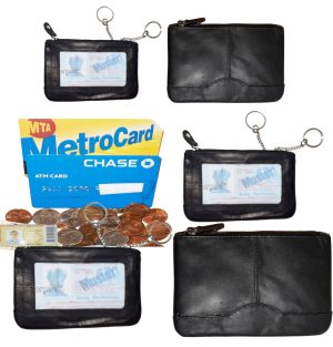 Leather Change Purse Mini pocket Wallet business card case key Ring #33 Lot of 2 - Image 11