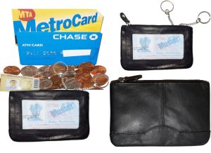 Leather Change Purse Mini pocket Wallet business card case key Ring #33 Lot of 2 - Image 4