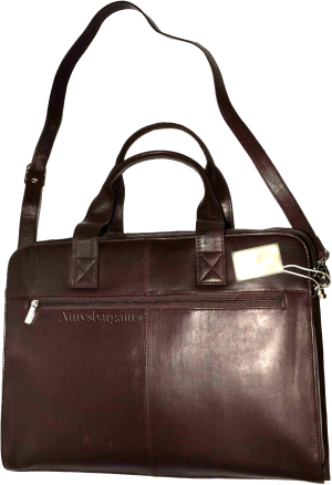 Leather briefcase case w/ 2 handles business case attaché case new carryon bag - Image 3