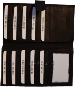 Leather checkbook cover multiple credit card ID organizer Black 19 card case new - Image 11