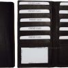 Leather checkbook cover multiple credit card ID organizer Black 19 card case new
