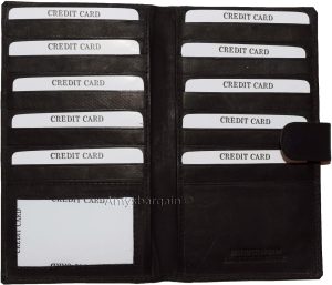 Leather checkbook cover multiple credit card ID organizer Black 19 card case new - Image 3