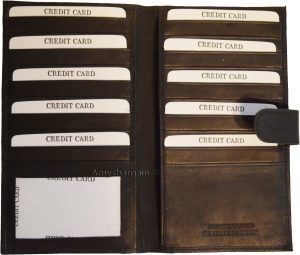 Leather checkbook cover multiple credit card ID organizer Black 19 card case new - Image 7
