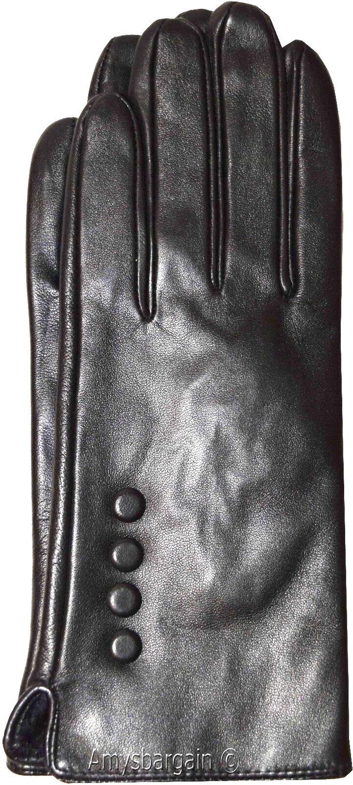 Leather gloves. Woman's Leather Black winter Gloves. Dress Gloves. Warm Gloves. - Image 3