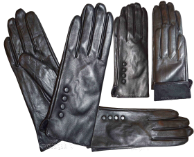 Leather gloves. Woman's Leather Black winter Gloves. Dress Gloves. Warm Gloves.