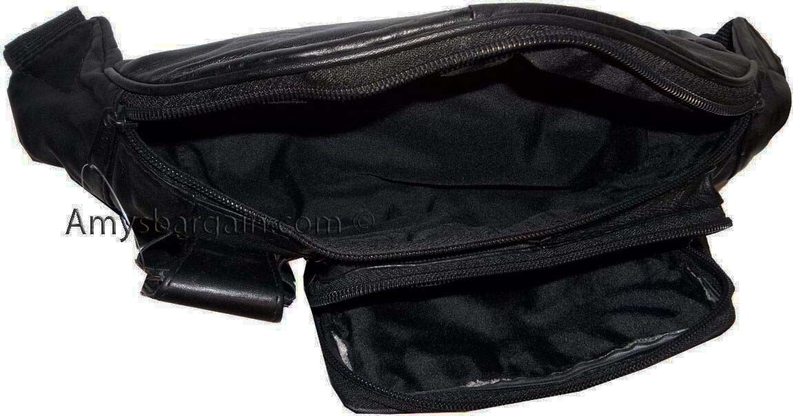 Leather waist pouch black waist bag leather bag 3 pocket fanny pack New with tag - Image 13