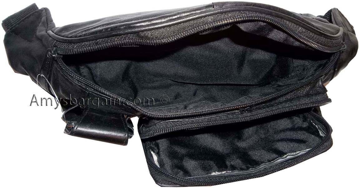 Leather waist pouch black waist bag leather bag 3 pocket fanny pack New with tag - Image 6