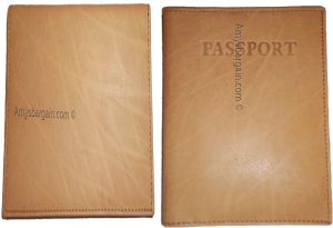 Lo of 2 Tan Leather passport cover New Int'l passport wallet credit card ID case