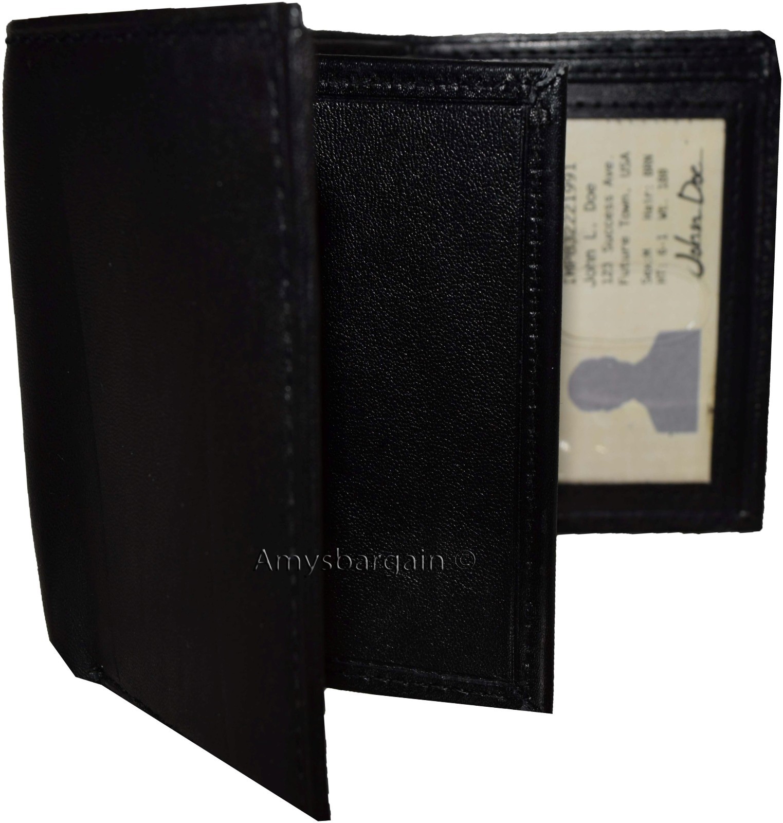 Lot of 12 New Black Trifold Leather Men’s wallet 9 cardspace billfold ID wallet - Image 5