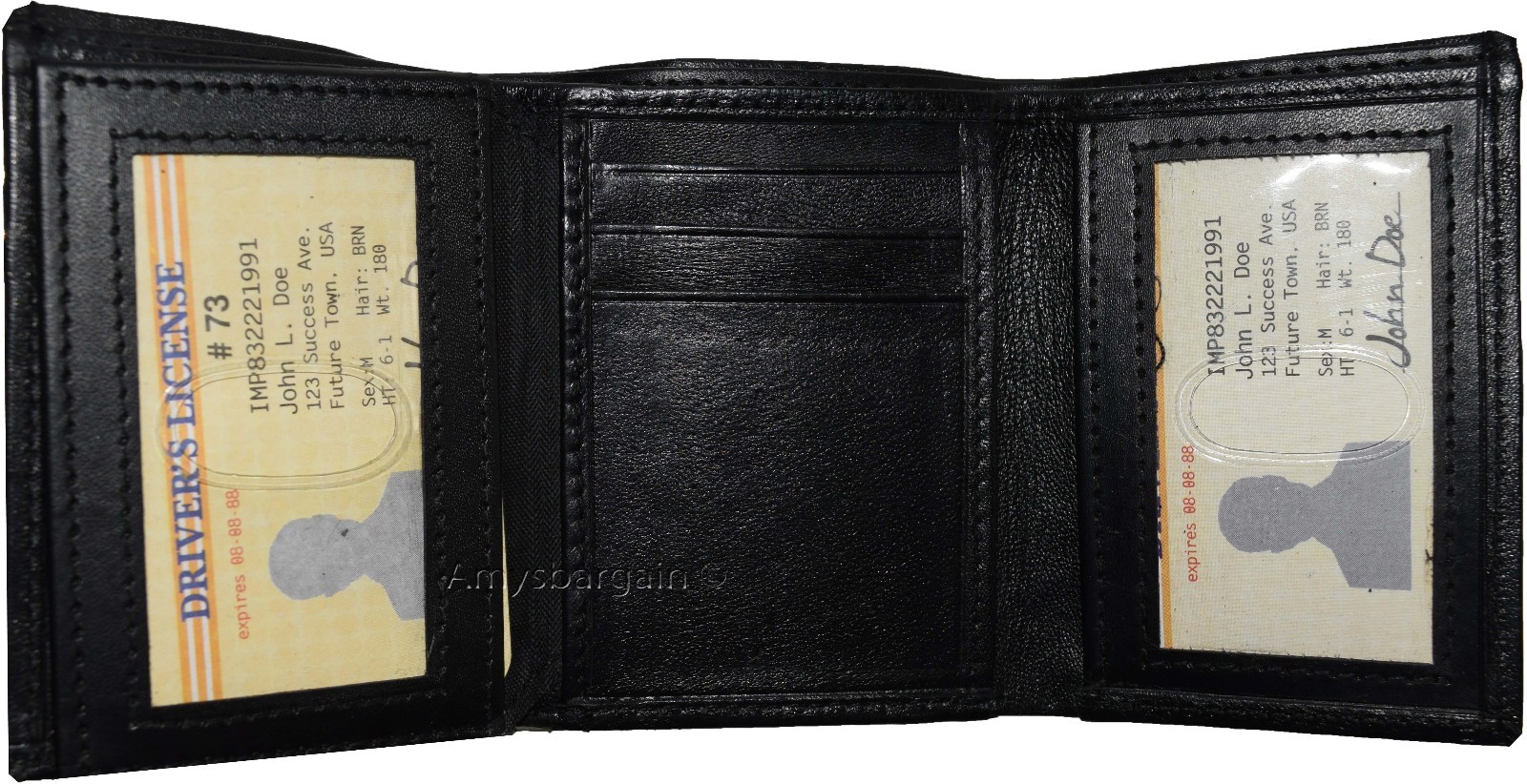 Lot of 12 New Black Trifold Leather Men’s wallet 9 cardspace billfold ID wallet - Image 6