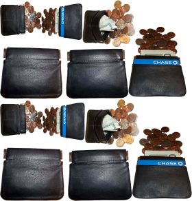 Lot of 12 New Leather Squeeze change purse metal framed squeeze Coin Change Case