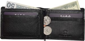 Lot of 2 FIZA NY Leather men's bifold wallet Black 2 billfold 2 ID zip coin case - Image 3