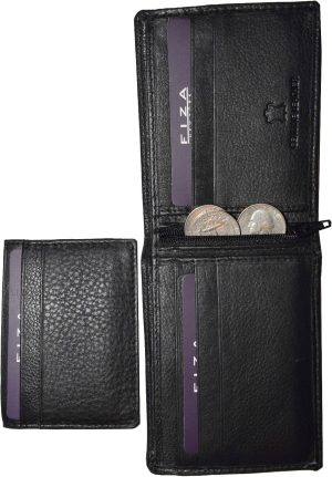 Lot of 2 FIZA NY Leather men's bifold wallet Black 2 billfold 2 ID zip coin case - Image 9