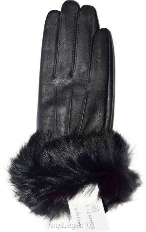Lot of 2. Leather Gloves. Real fur. Size XL Women's Gloves winter gloves - Image 11