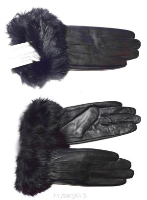 Lot of 2. Leather Gloves. Real fur. Size XL Women's Gloves winter gloves - Image 4
