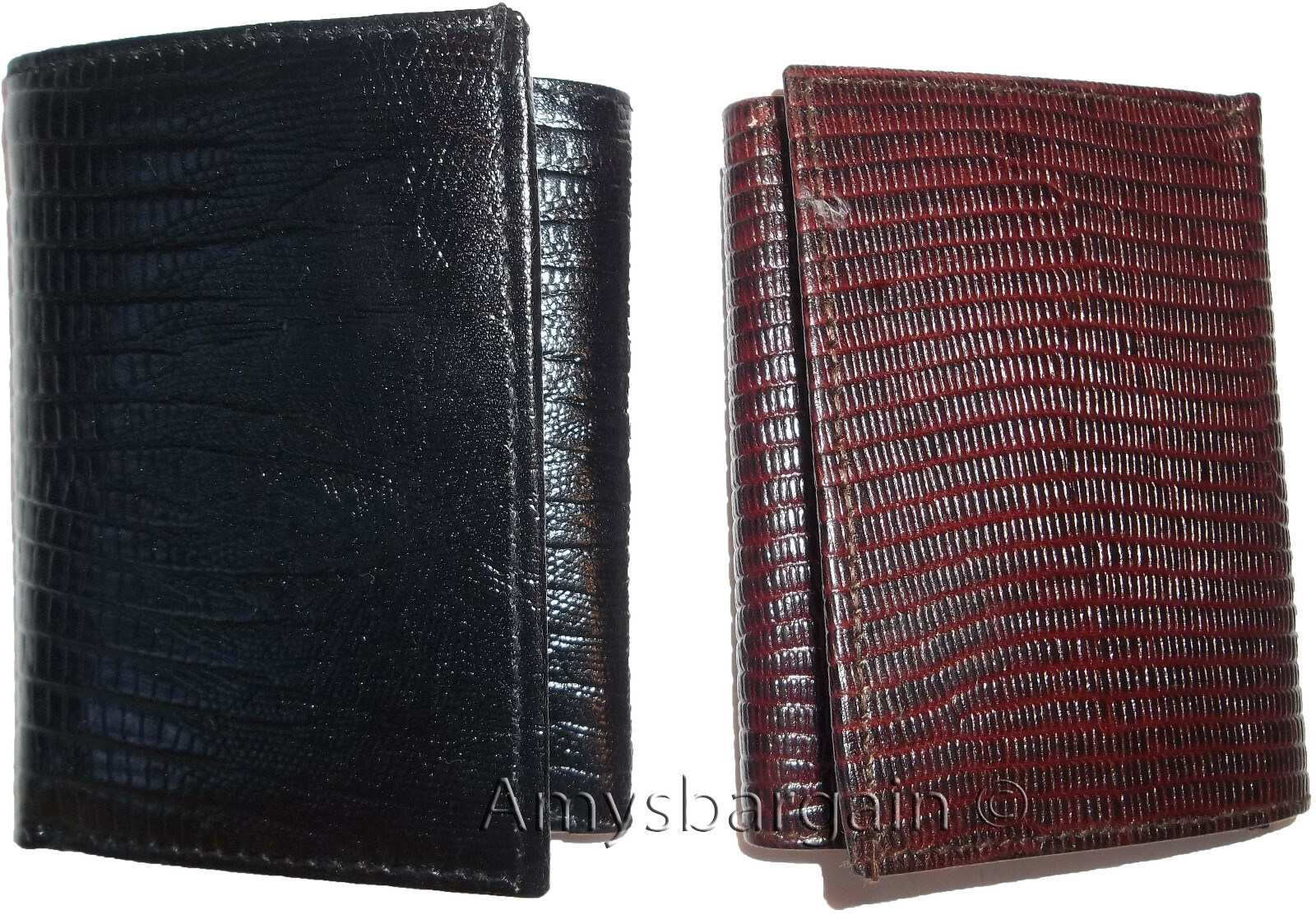 Lot of 2 Lizard printed leather Man's Trifold wallet 2 bill slots 9 card ID new - Image 3