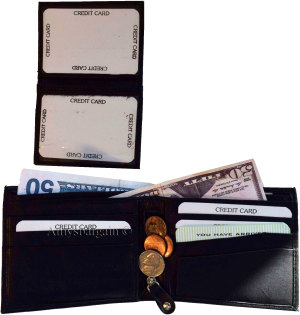 Lot of 2 Men's Bifold wallet genuine leather 11 Credit card 2 Bill slots wallet - Image 5