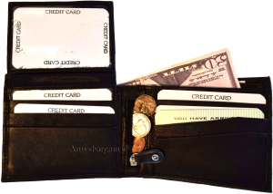 Lot of 2 Men's Bifold wallet genuine leather 11 Credit card 2 Bill slots wallet - Image 7