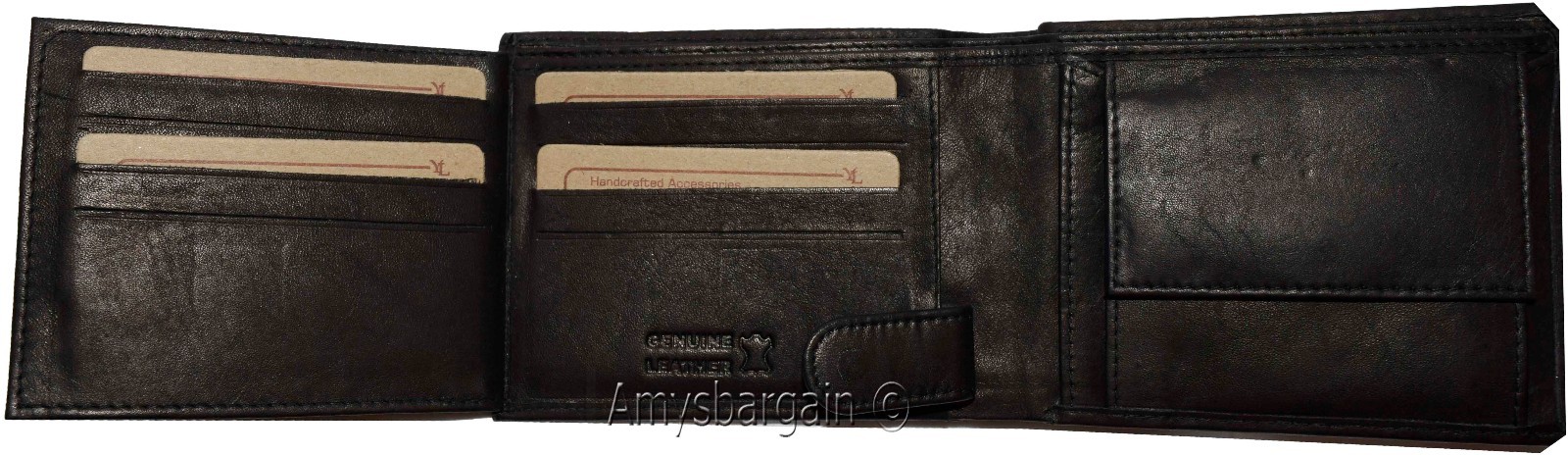Lot of 2 Men's Leather Wallet Billfold Wallet Billfold 2 Flip side ID Coin case - Image 11