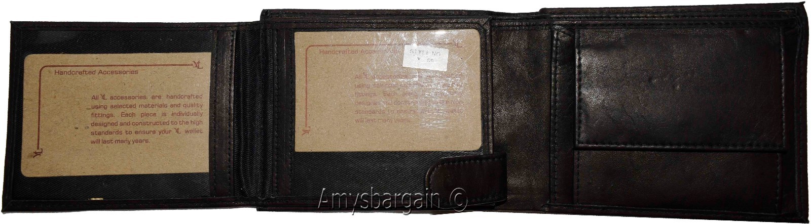 Lot of 2 Men's Leather Wallet Billfold Wallet Billfold 2 Flip side ID Coin case - Image 12