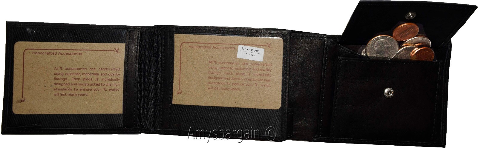 Lot of 2 Men's Leather Wallet Billfold Wallet Billfold 2 Flip side ID Coin case - Image 9