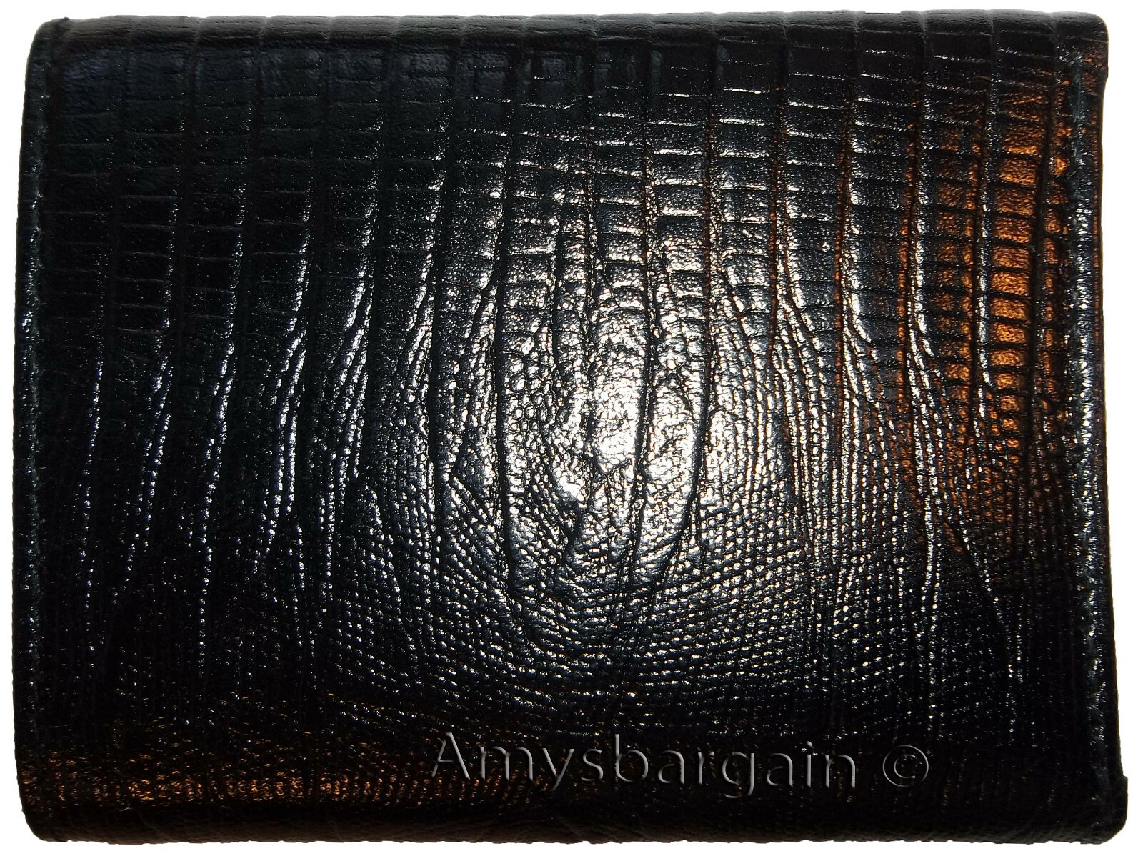 Lot of 2 Men's Lizard skin Printed Leather Man's wallet Black Trifold wallet BN - Image 10