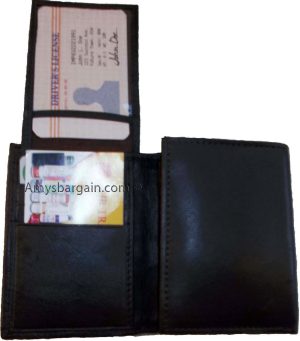 Lot of 2 Men’s leather wallet. Genuine Leather Trifold man's wallet 6 cards 2 ID - Image 9