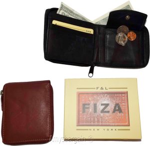 Lot of 2. Men's zip around Leather Wallet. Bifold zip wallet. Fiza wallet in box - Image 4
