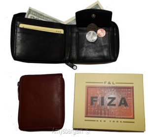 Lot of 2. Men's zip around Leather Wallet. Bifold zip wallet. Fiza wallet in box - Image 6