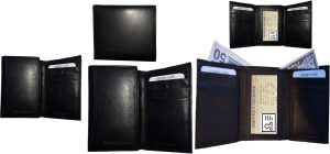 Lot of 2 New Men's Black leather trifold wallet 6 credit cards 2 bill slots BN - Image 4